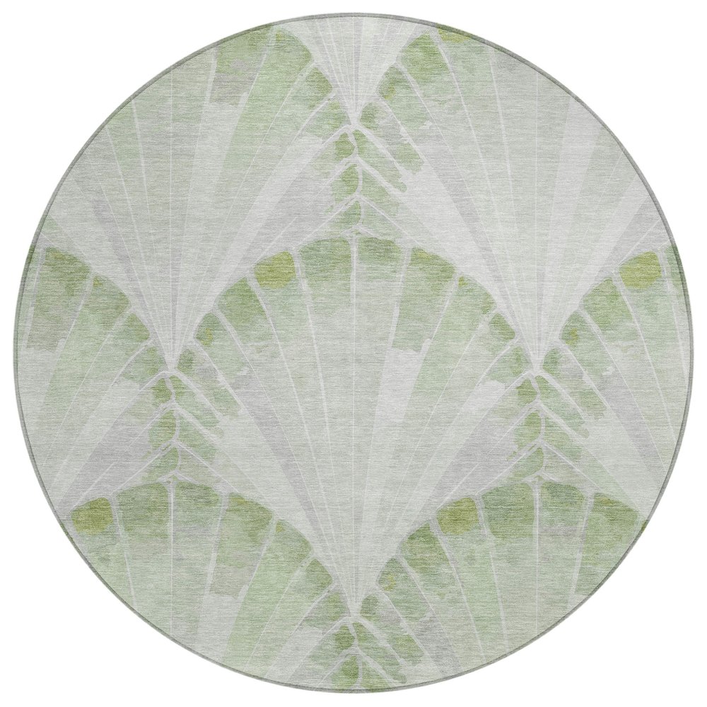 Machine Washable Indoor/Outdoor Chantille ACN2401 Green 8' x 8' Round Rug. Picture 1
