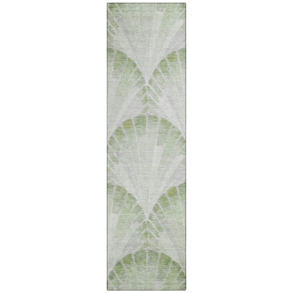 Machine Washable Indoor/Outdoor Chantille ACN2401 Green 2'3" x 7'6" Runner Rug. Picture 1