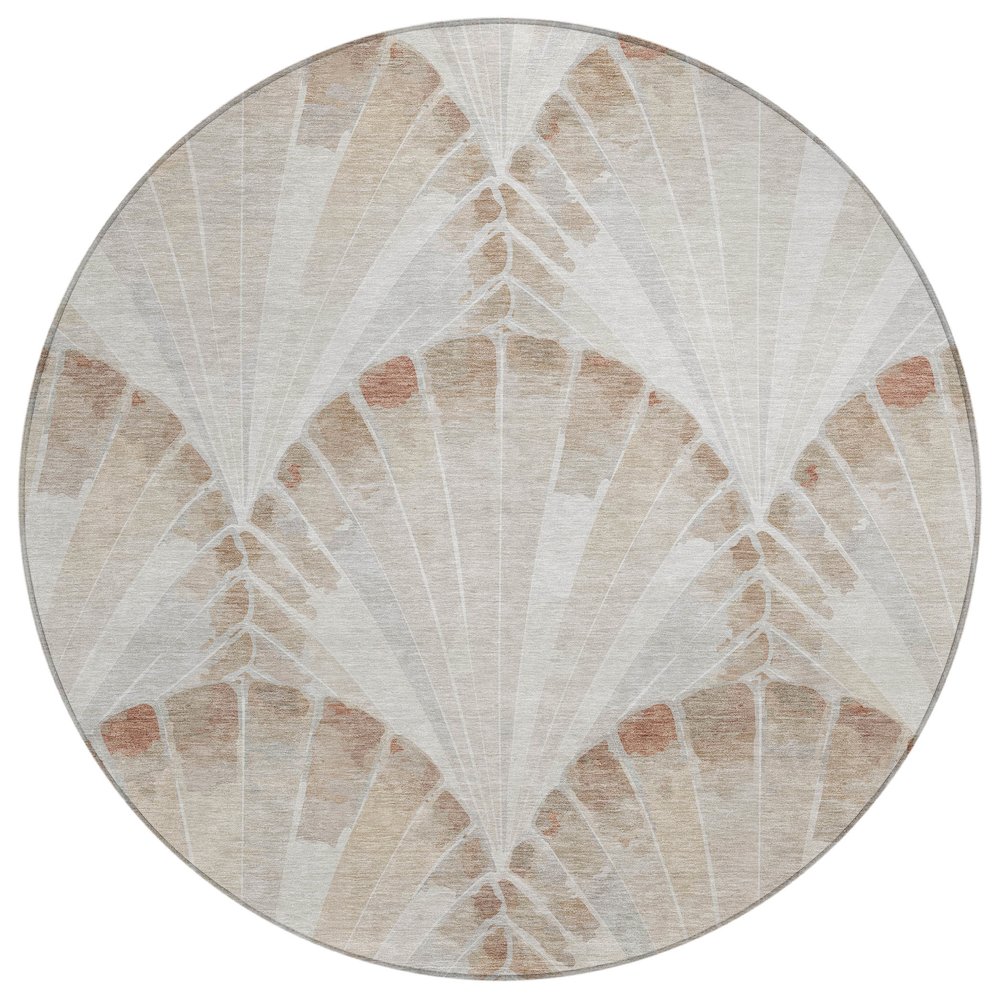 Machine Washable Indoor/Outdoor Chantille ACN2401 Brown 8' x 8' Round Rug. Picture 1