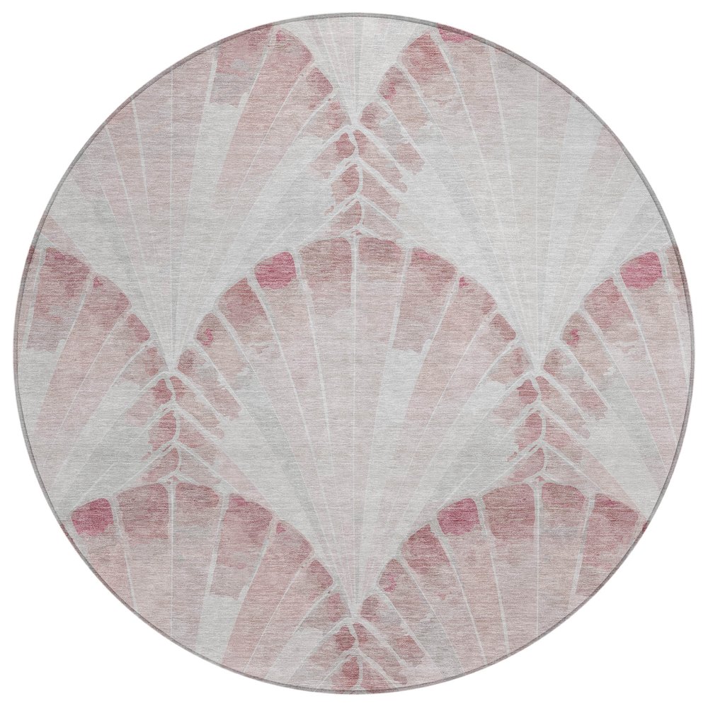 Machine Washable Indoor/Outdoor Chantille ACN2401 Pink 8' x 8' Round Rug. Picture 1