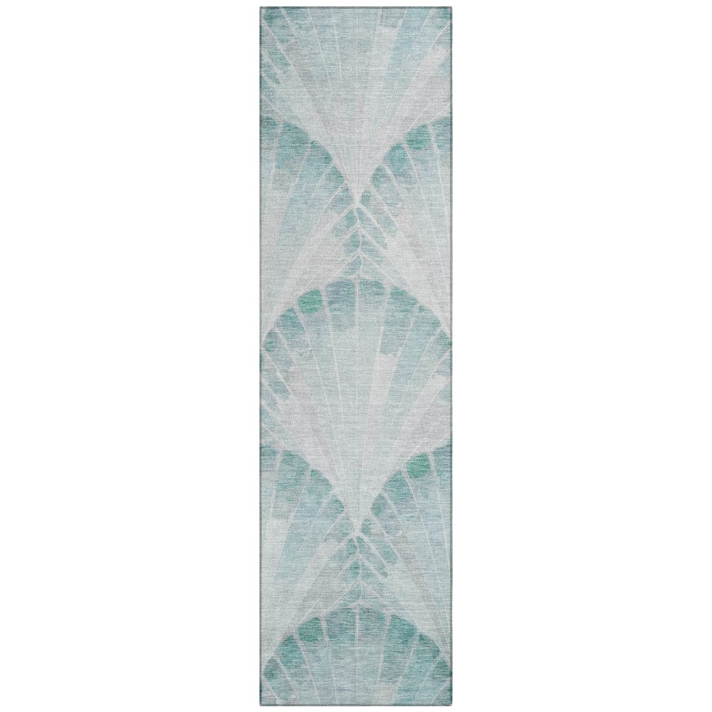 Machine Washable Indoor/Outdoor Chantille ACN2401 Teal 2'3" x 7'6" Runner Rug. Picture 1