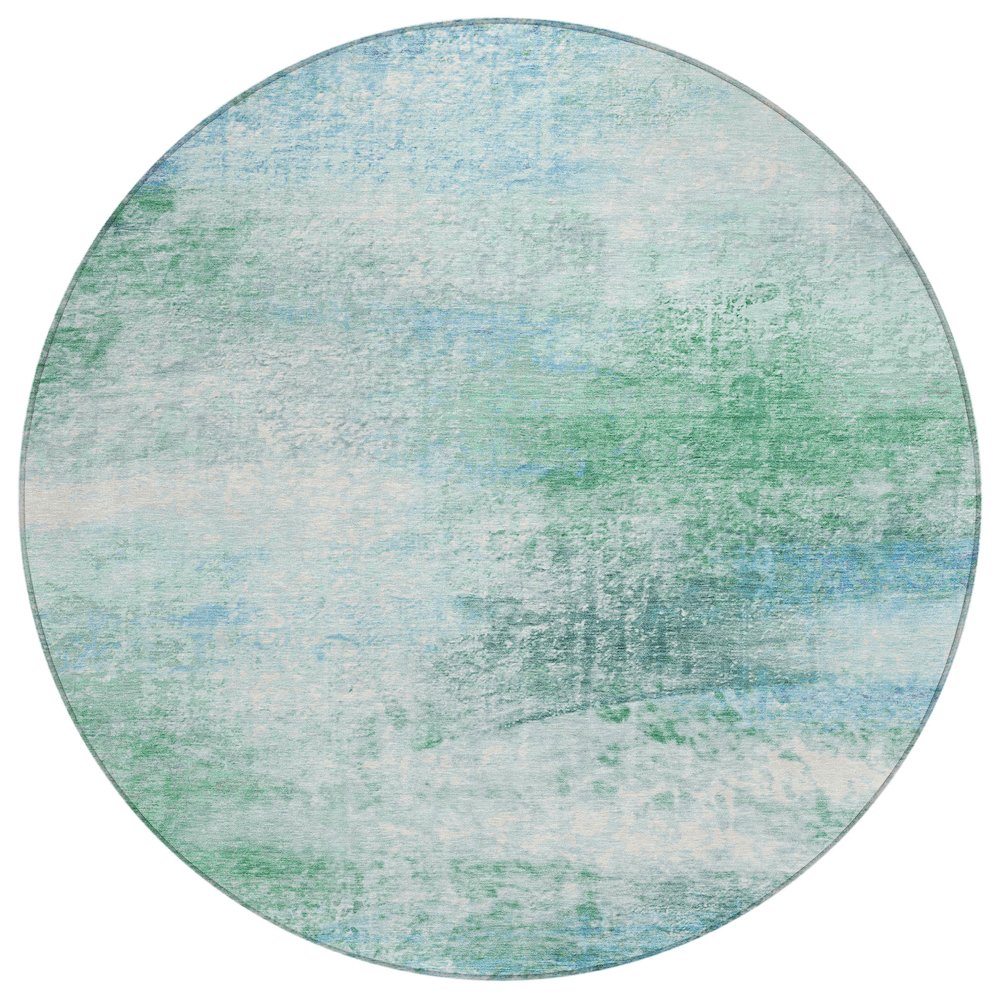 Machine Washable Indoor/Outdoor Chantille ACN2402 Green 8' x 8' Round Rug. Picture 1
