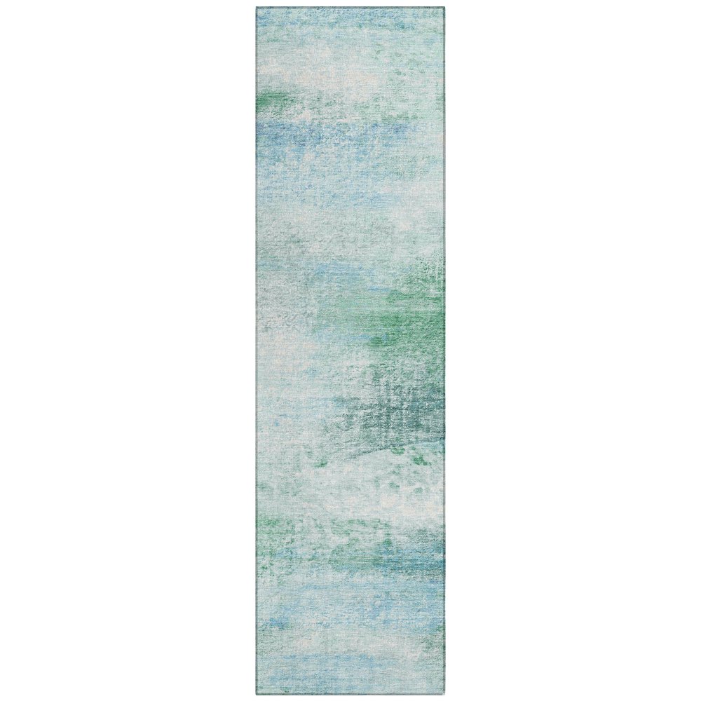 Machine Washable Indoor/Outdoor Chantille ACN2402 Green 2'3" x 7'6" Runner Rug. Picture 1