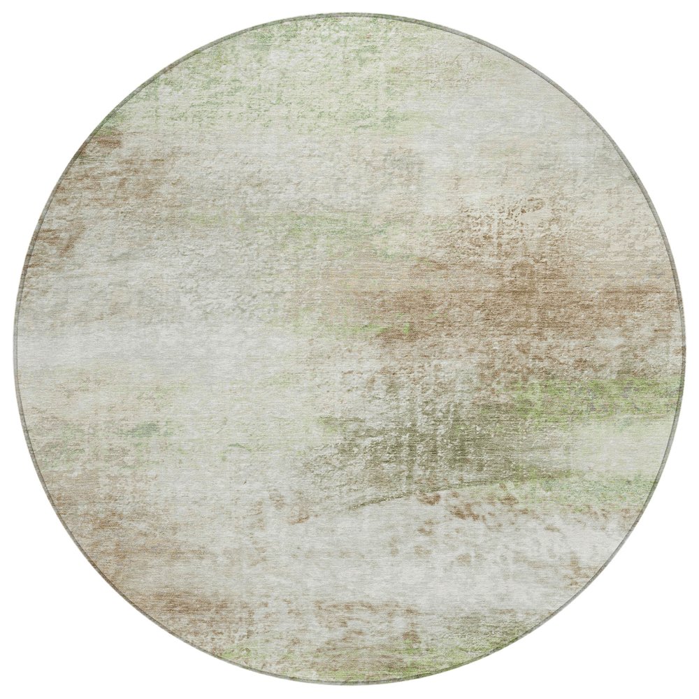 Machine Washable Indoor/Outdoor Chantille ACN2402 Brown 8' x 8' Round Rug. Picture 1