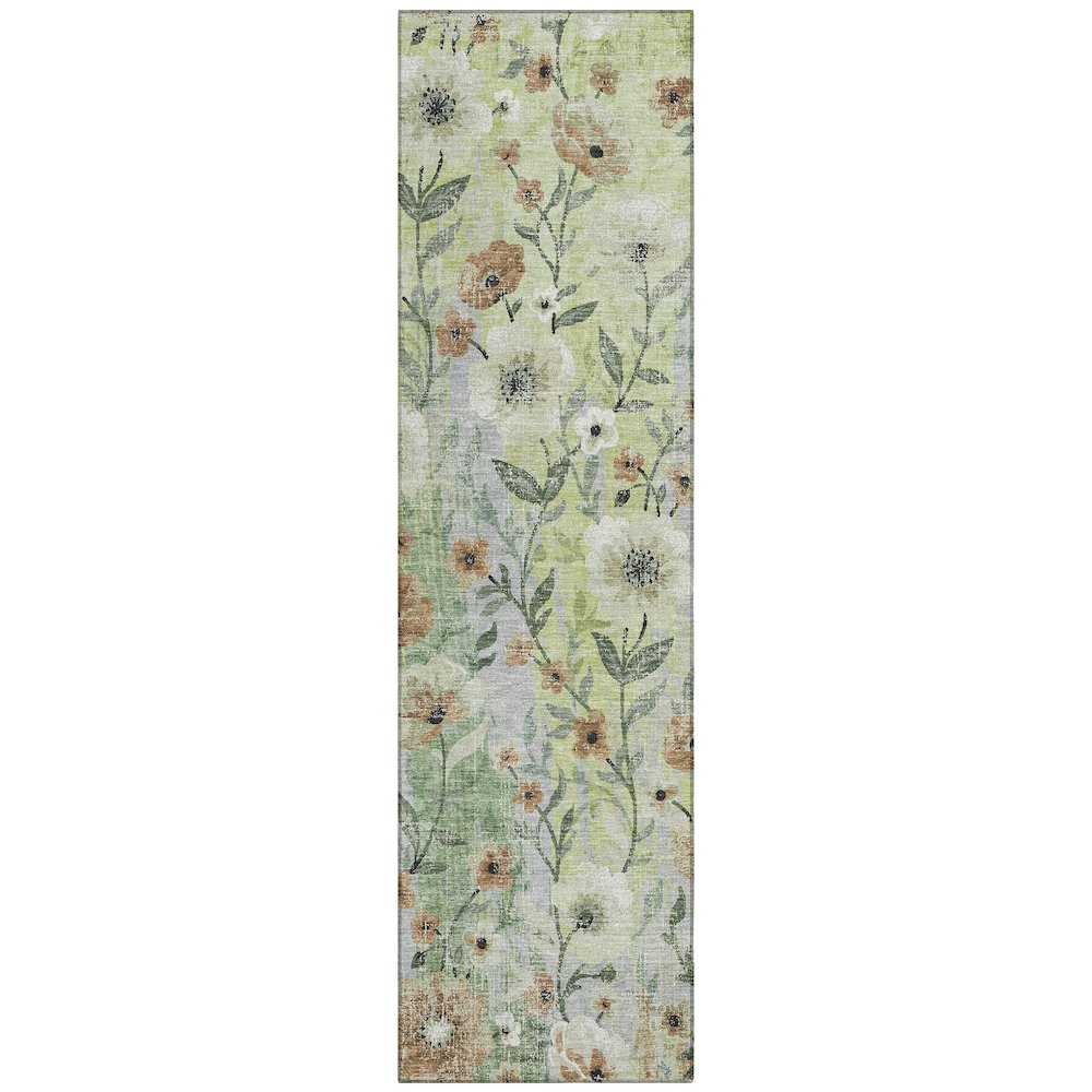 Machine Washable Indoor/Outdoor Chantille ACN2403 Green 2'3" x 7'6" Runner Rug. Picture 1