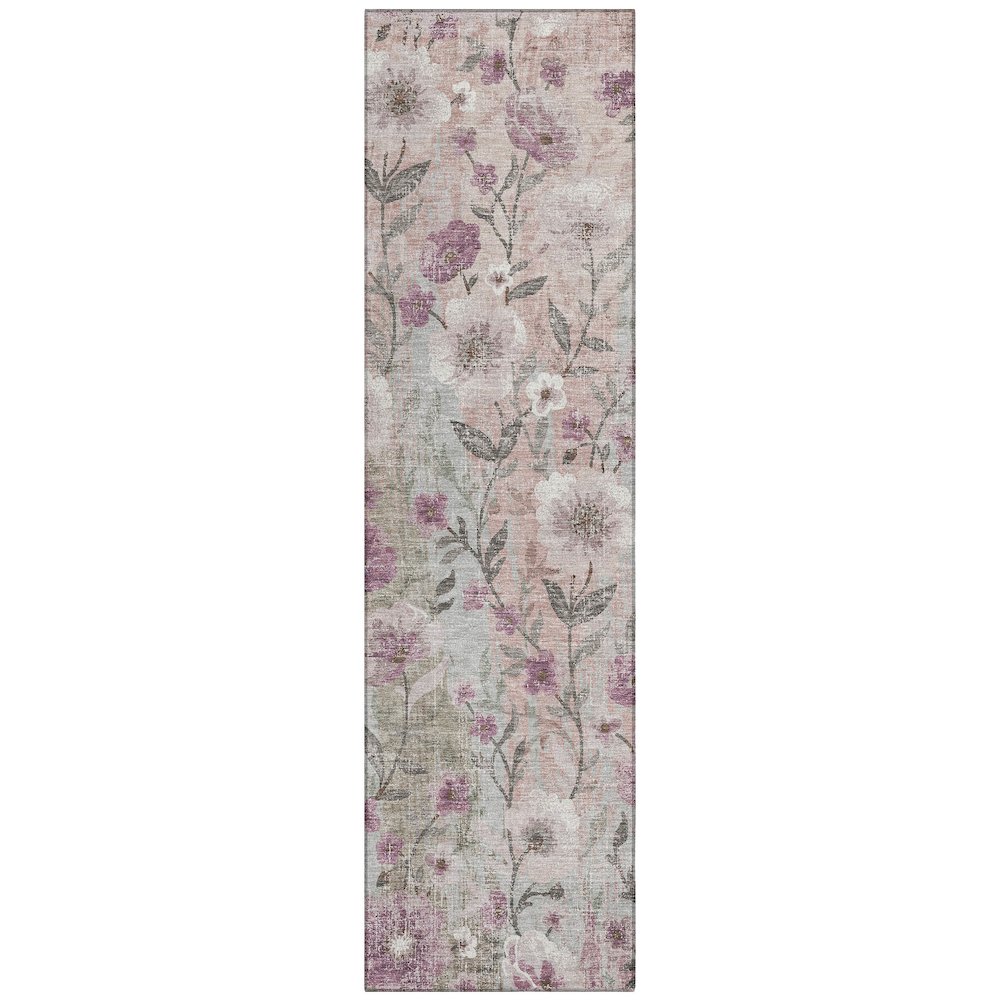 Machine Washable Indoor/Outdoor Chantille ACN2403 Pink 2'3" x 7'6" Runner Rug. Picture 1