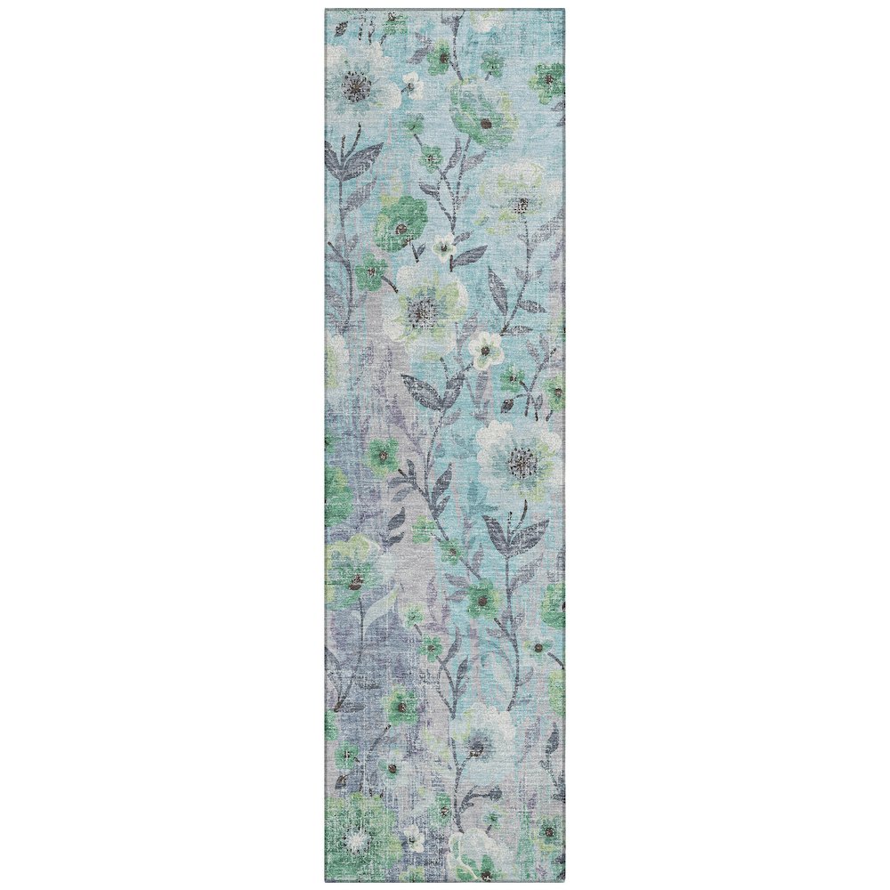 Machine Washable Indoor/Outdoor Chantille ACN2403 Teal 2'3" x 7'6" Runner Rug. Picture 1