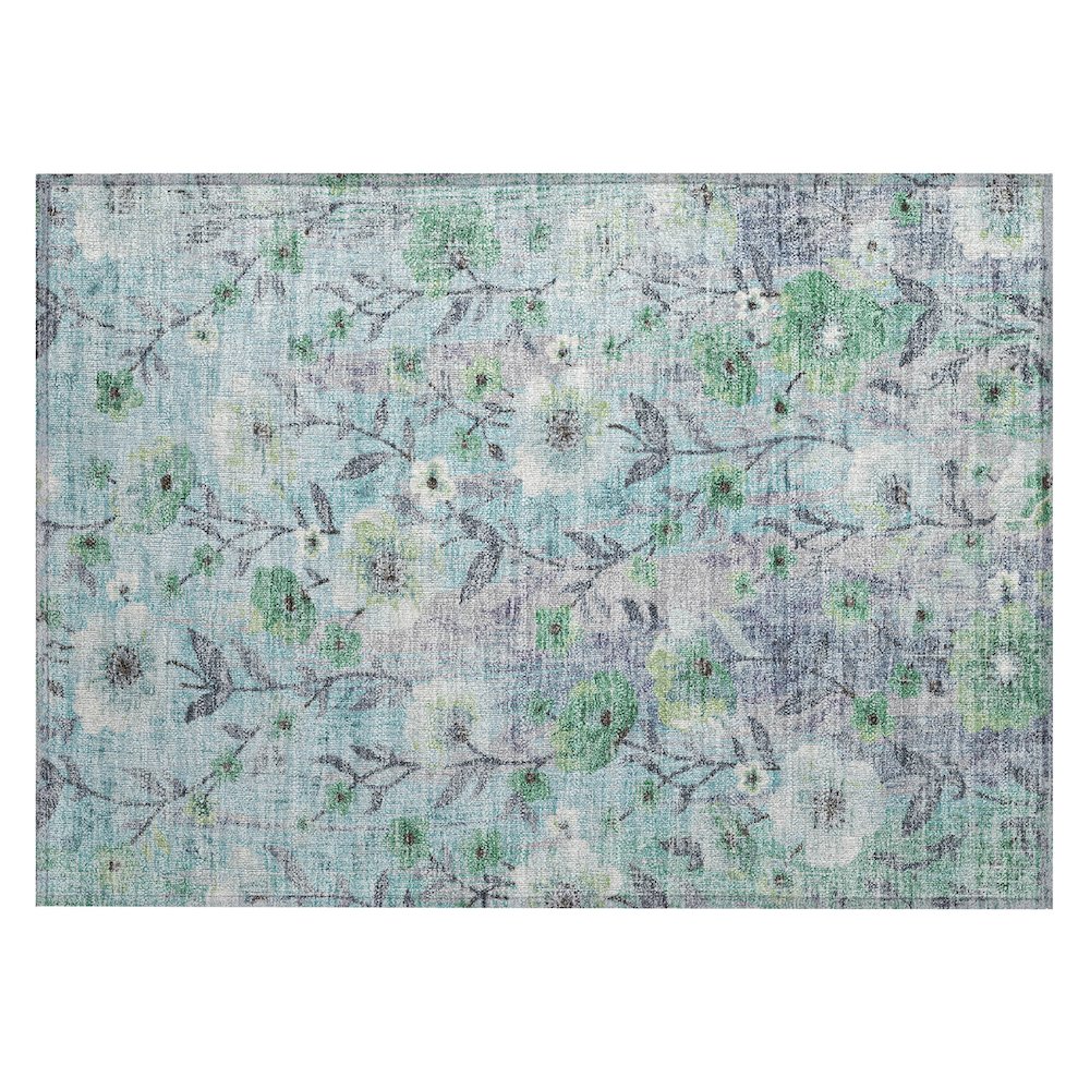 Machine Washable Indoor/Outdoor Chantille ACN2403 Teal 1'8" x 2'6" Rug. Picture 1
