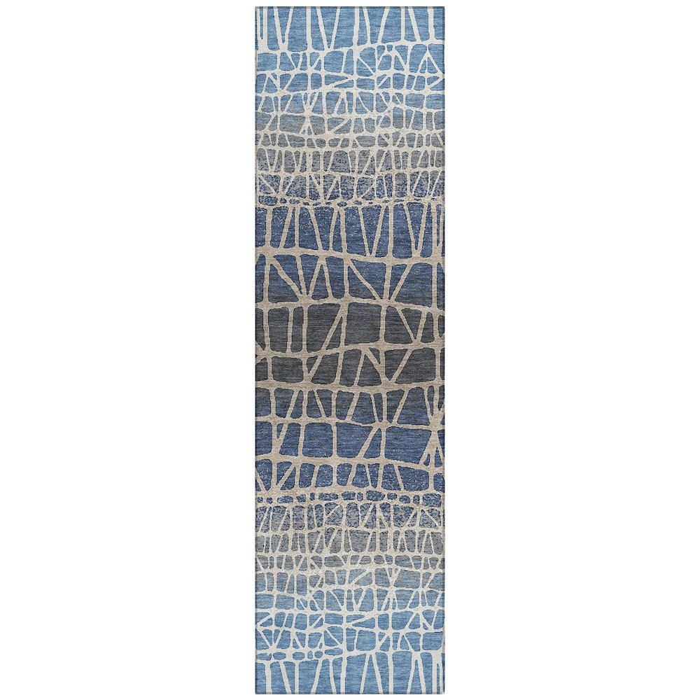 Machine Washable Indoor/Outdoor Chantille ACN2404 Blue 2'3" x 7'6" Runner Rug. Picture 1