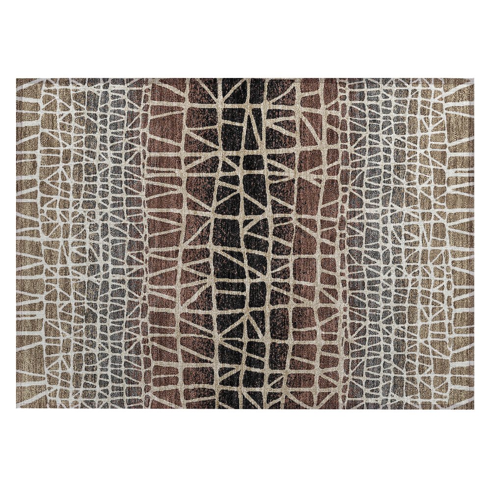 Machine Washable Indoor/Outdoor Chantille ACN2404 Brown 1'8" x 2'6" Rug. Picture 1