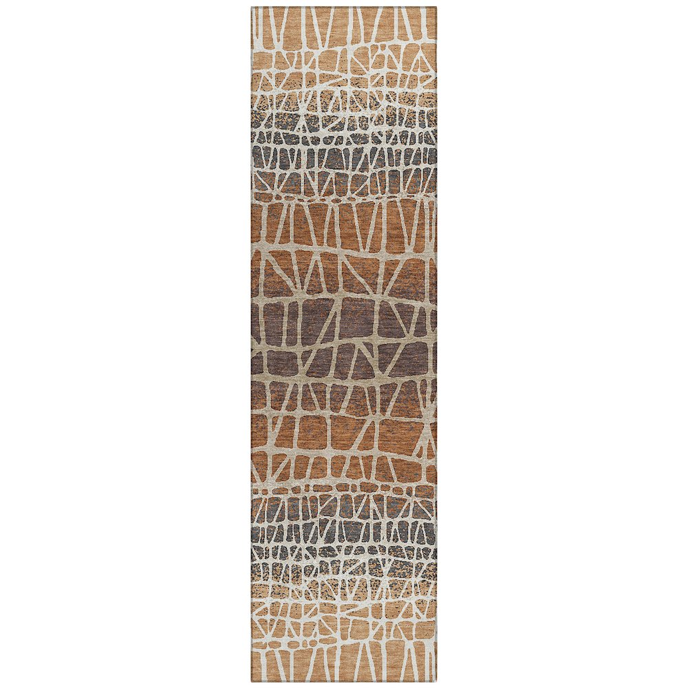Machine Washable Indoor/Outdoor Chantille ACN2404 Orange 2'3" x 7'6" Runner Rug. Picture 1