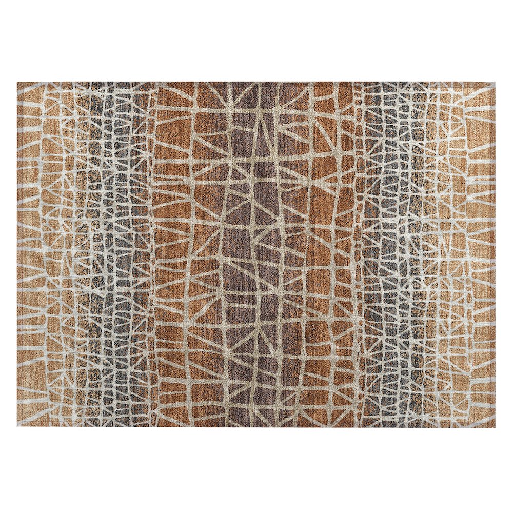 Machine Washable Indoor/Outdoor Chantille ACN2404 Orange 1'8" x 2'6" Rug. Picture 1