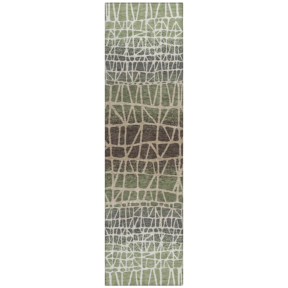 Machine Washable Indoor/Outdoor Chantille ACN2404 Green 2'3" x 7'6" Runner Rug. Picture 1
