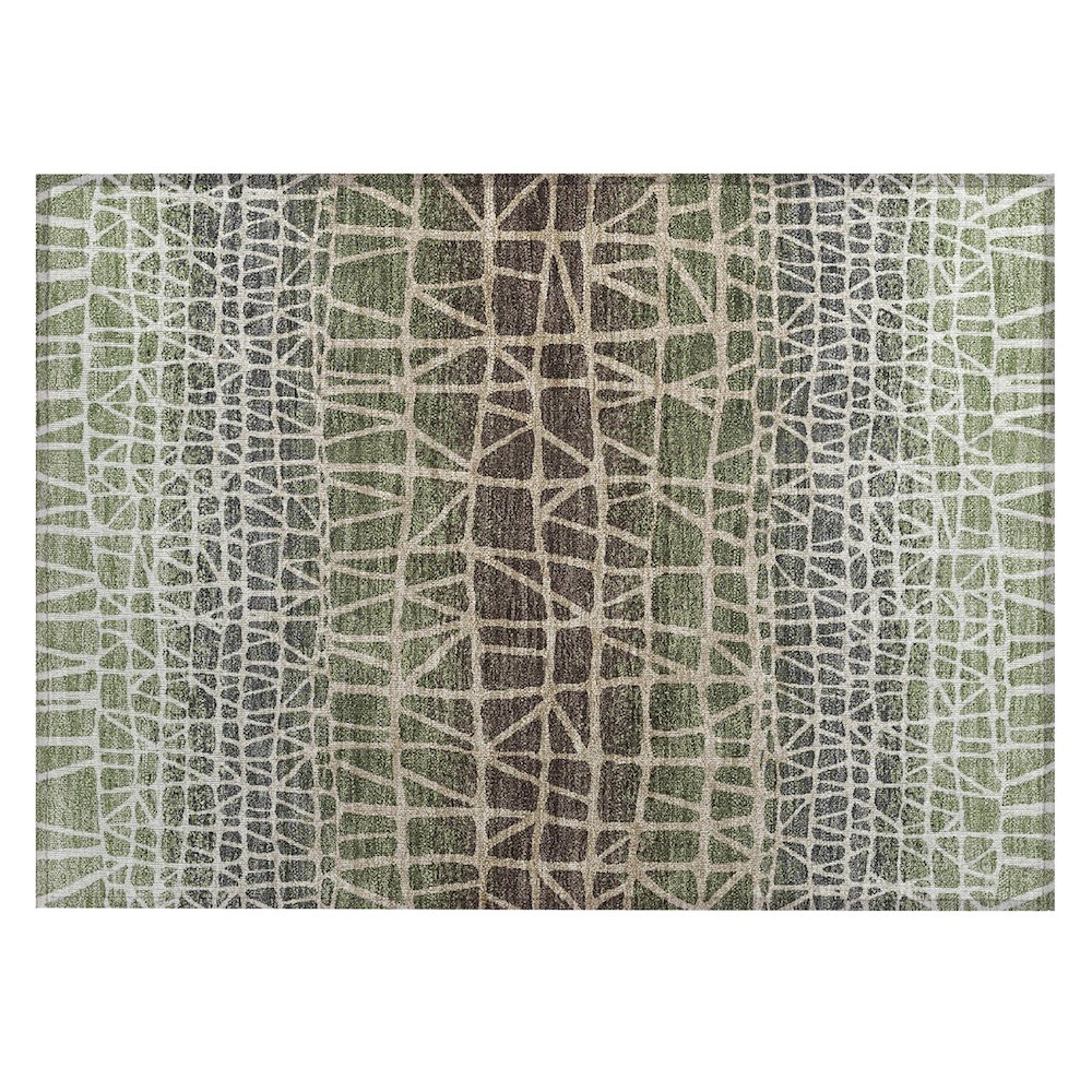 Machine Washable Indoor/Outdoor Chantille ACN2404 Green 1'8" x 2'6" Rug. Picture 1