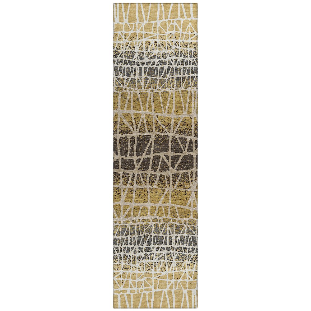 Machine Washable Indoor/Outdoor Chantille ACN2404 Gold 2'3" x 7'6" Runner Rug. Picture 1