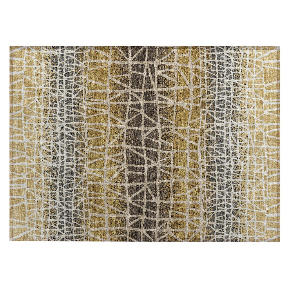 Machine Washable Indoor/Outdoor Chantille ACN2404 Gold 1'8" x 2'6" Rug. Picture 1