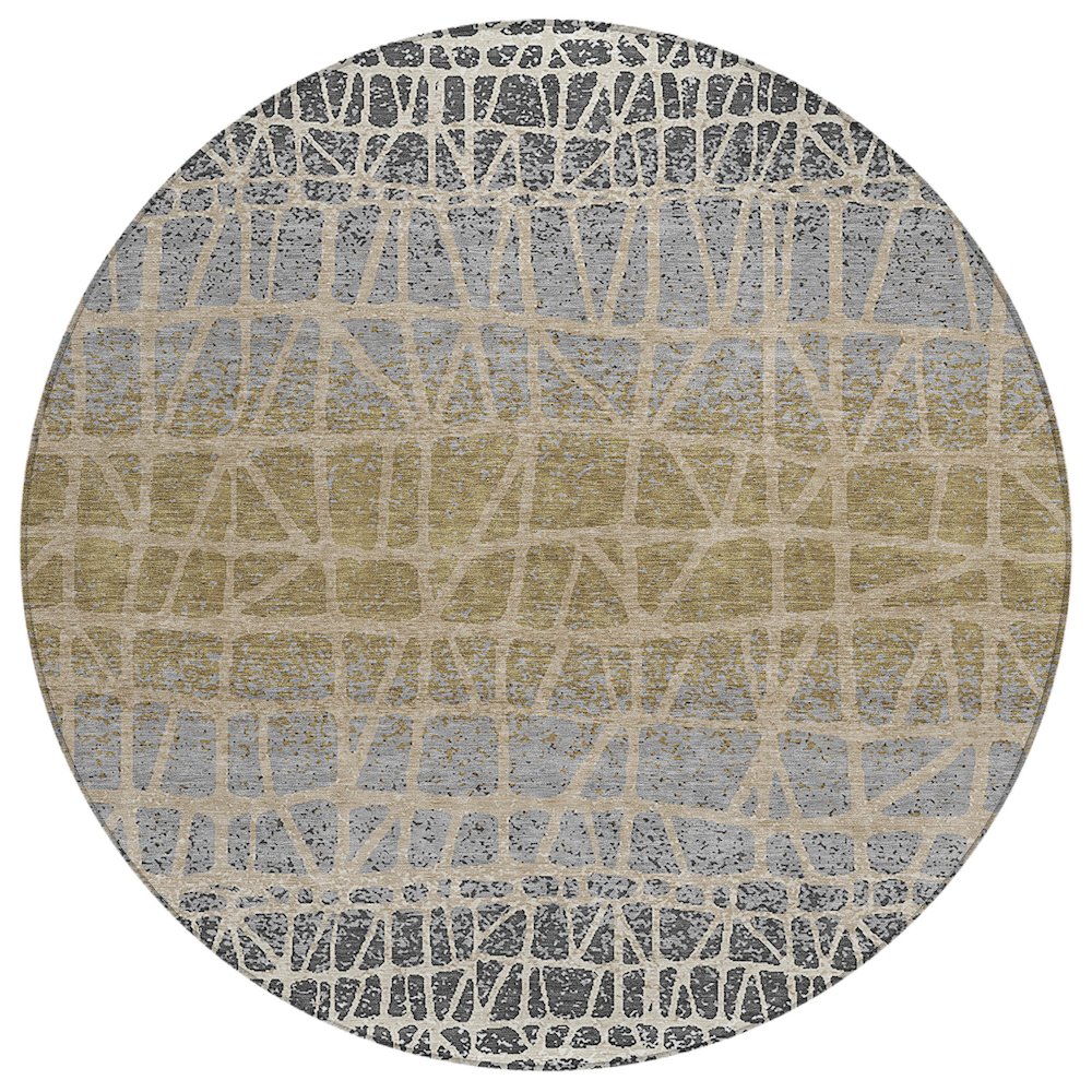 Machine Washable Indoor/Outdoor Chantille ACN2404 Gray 8' x 8' Round Rug. Picture 1