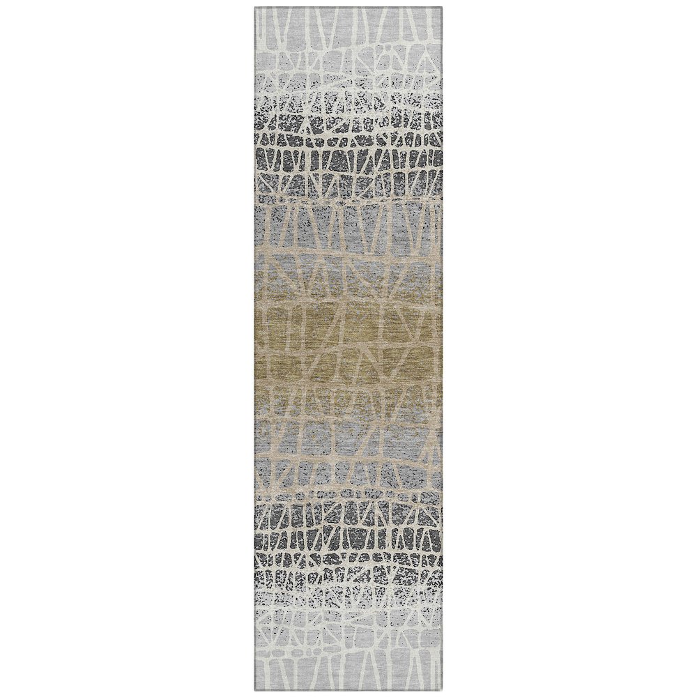 Machine Washable Indoor/Outdoor Chantille ACN2404 Gray 2'3" x 7'6" Runner Rug. Picture 1