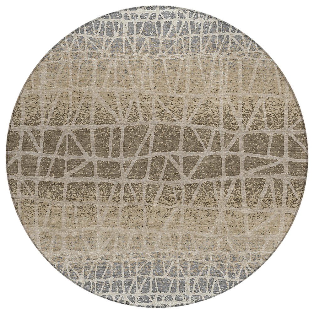 Machine Washable Indoor/Outdoor Chantille ACN2404 Ivory 8' x 8' Round Rug. Picture 1