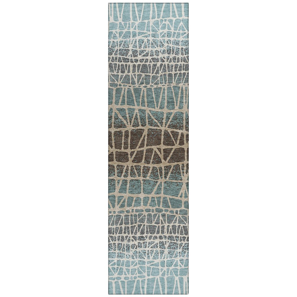 Machine Washable Indoor/Outdoor Chantille ACN2404 Teal 2'3" x 7'6" Runner Rug. Picture 1