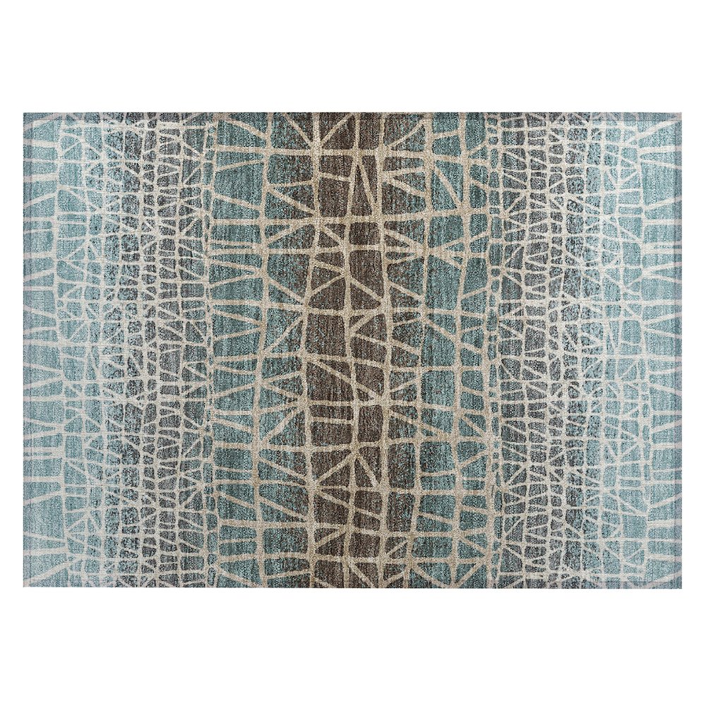 Machine Washable Indoor/Outdoor Chantille ACN2404 Teal 1'8" x 2'6" Rug. Picture 1