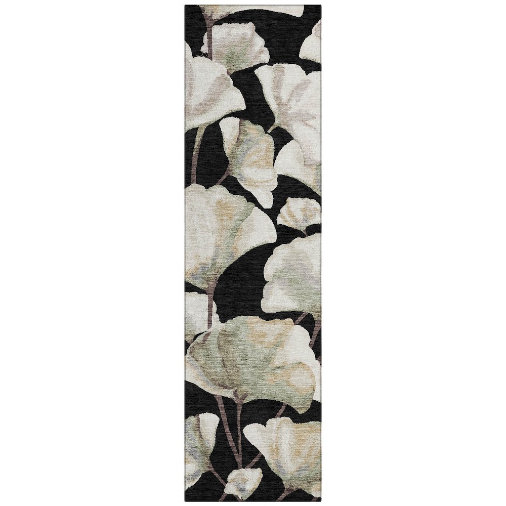 Machine Washable Indoor/Outdoor Chantille ACN2405 Black 2'3" x 7'6" Runner Rug. Picture 1