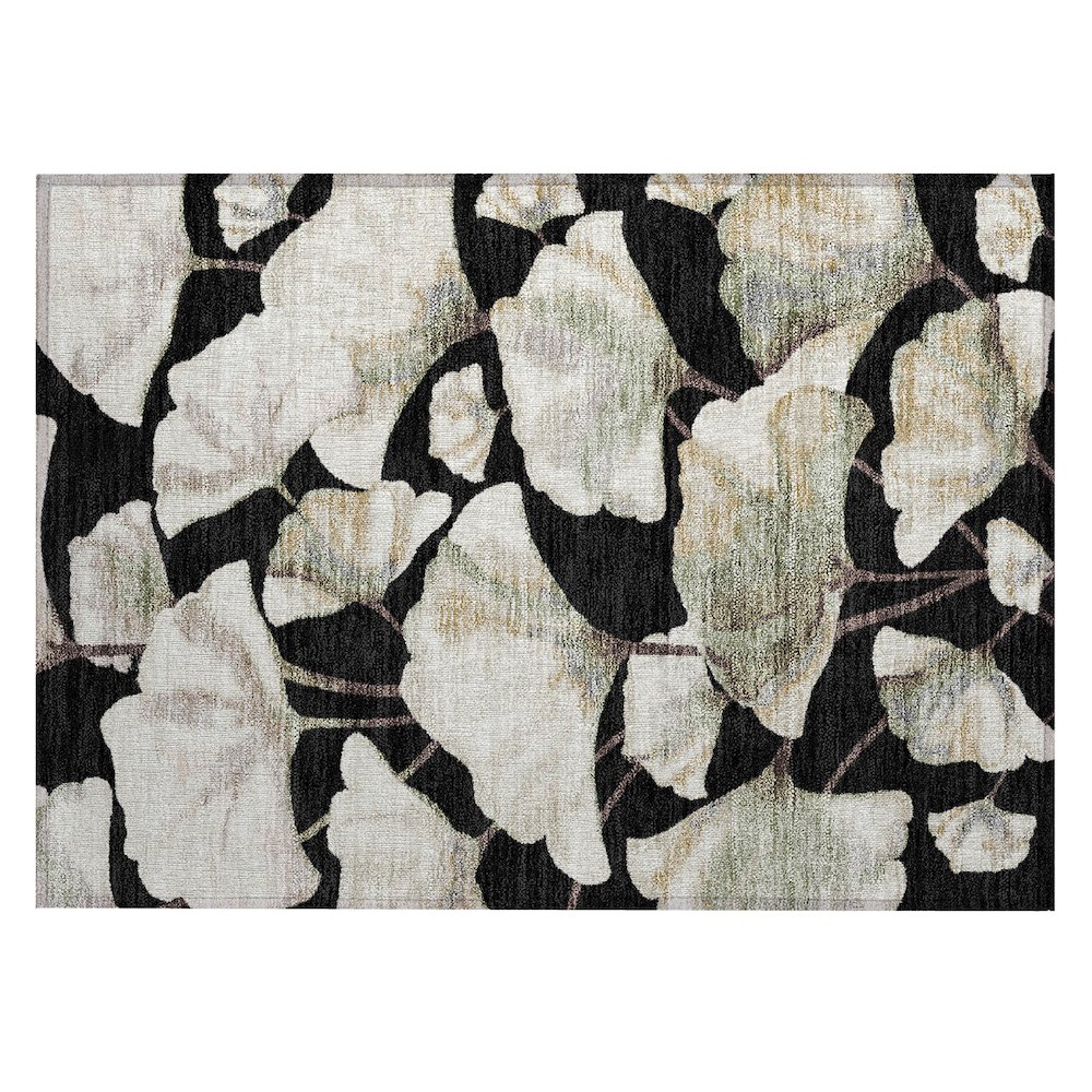 Machine Washable Indoor/Outdoor Chantille ACN2405 Black 1'8" x 2'6" Rug. Picture 1