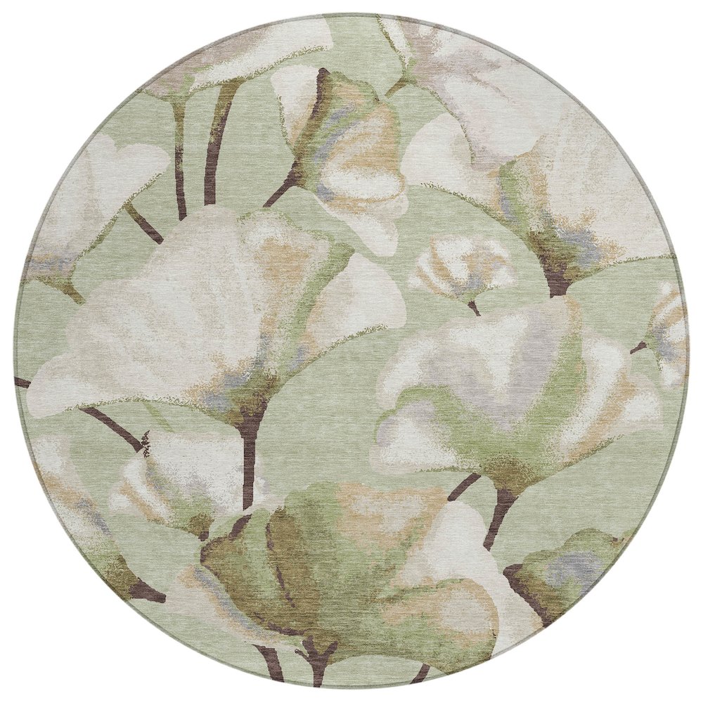 Machine Washable Indoor/Outdoor Chantille ACN2405 Green 8' x 8' Round Rug. Picture 1