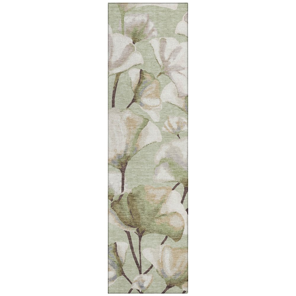 Machine Washable Indoor/Outdoor Chantille ACN2405 Green 2'3" x 7'6" Runner Rug. Picture 1