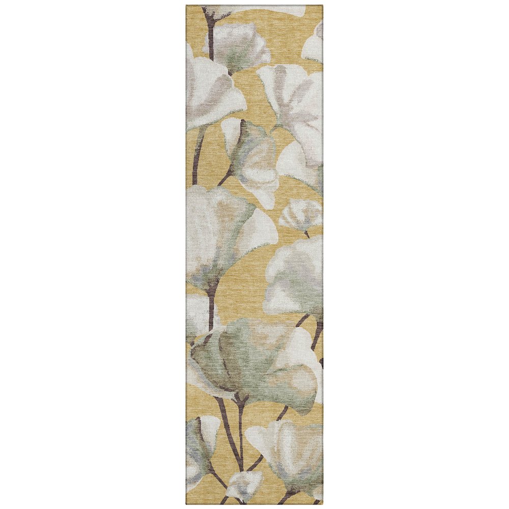 Machine Washable Indoor/Outdoor Chantille ACN2405 Gold 2'3" x 7'6" Runner Rug. Picture 1