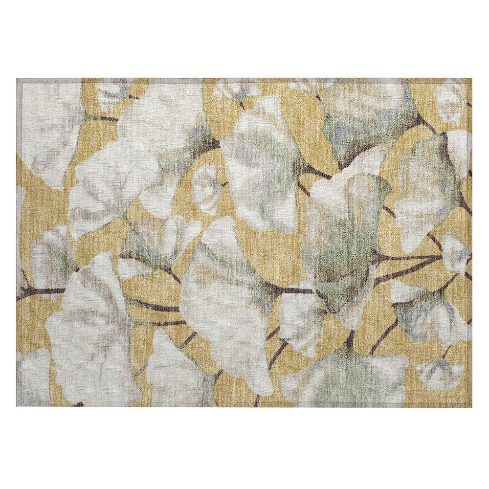 Machine Washable Indoor/Outdoor Chantille ACN2405 Gold 1'8" x 2'6" Rug. Picture 1