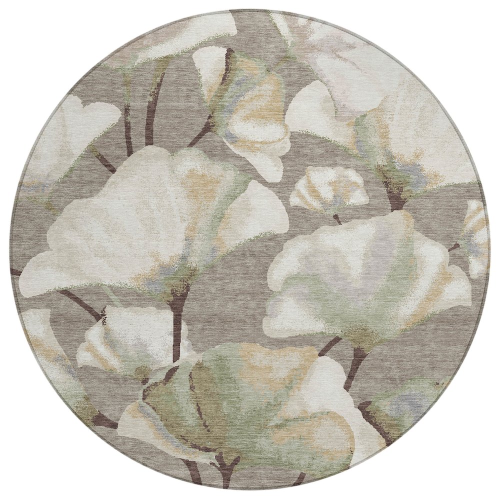 Machine Washable Indoor/Outdoor Chantille ACN2405 Brown 8' x 8' Round Rug. Picture 1