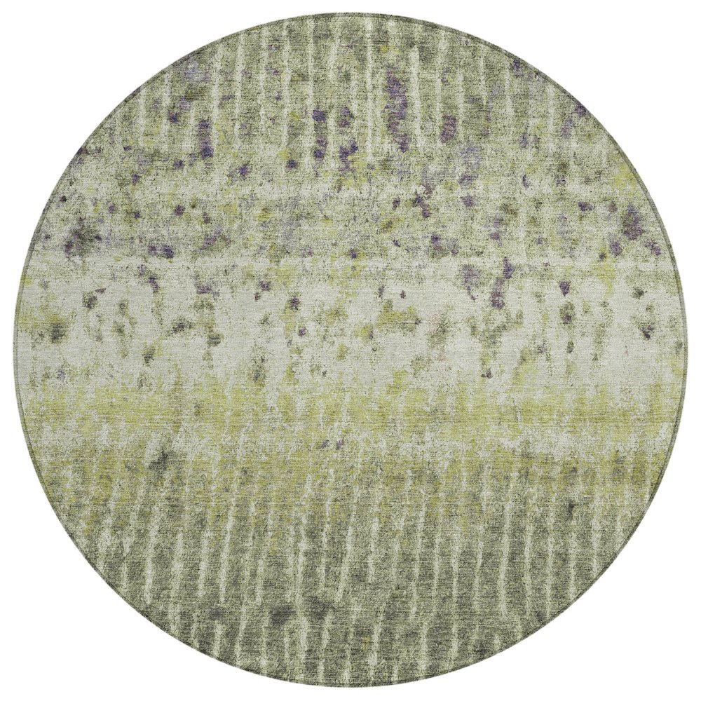 Machine Washable Indoor/Outdoor Chantille ACN2406 Green 8' x 8' Round Rug. Picture 1