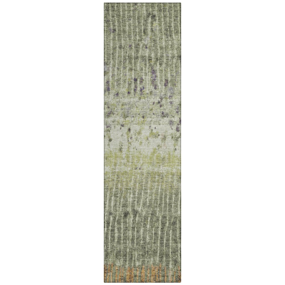 Machine Washable Indoor/Outdoor Chantille ACN2406 Green 2'3" x 7'6" Runner Rug. Picture 1