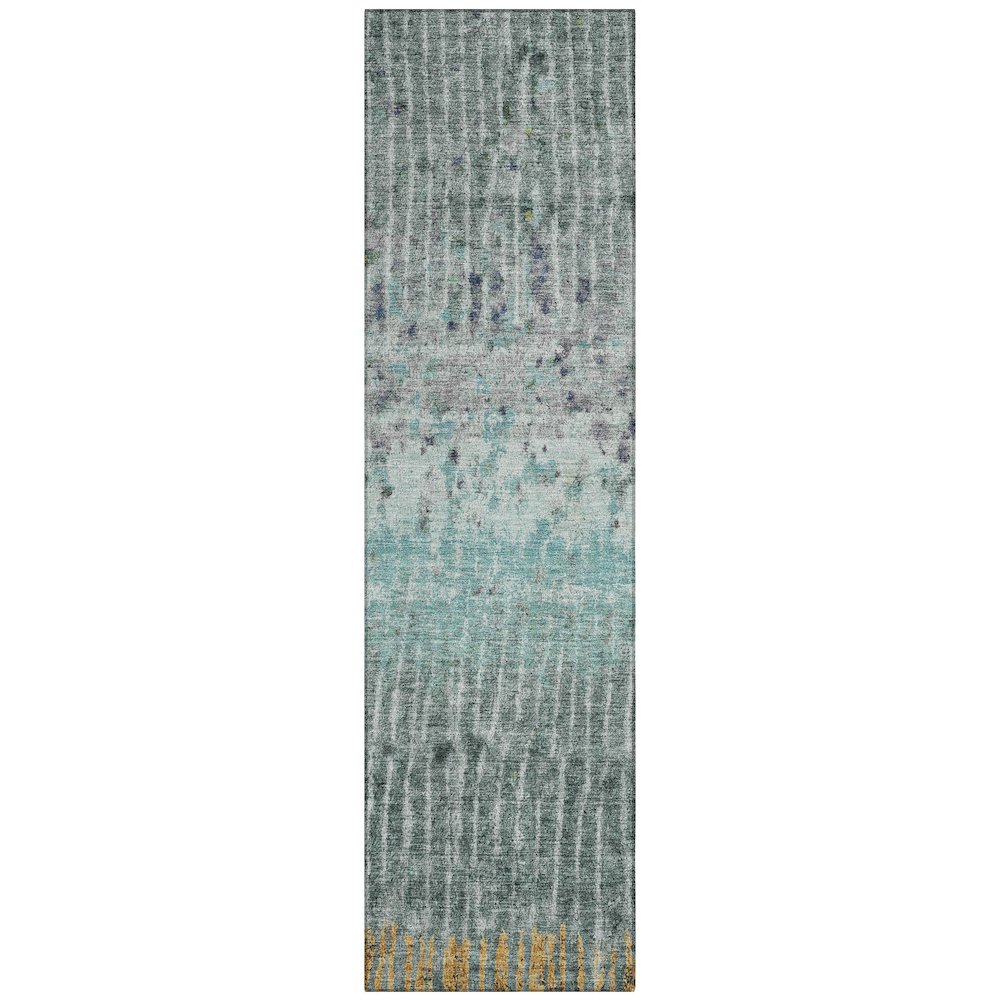 Machine Washable Indoor/Outdoor Chantille ACN2406 Teal 2'3" x 7'6" Runner Rug. Picture 1