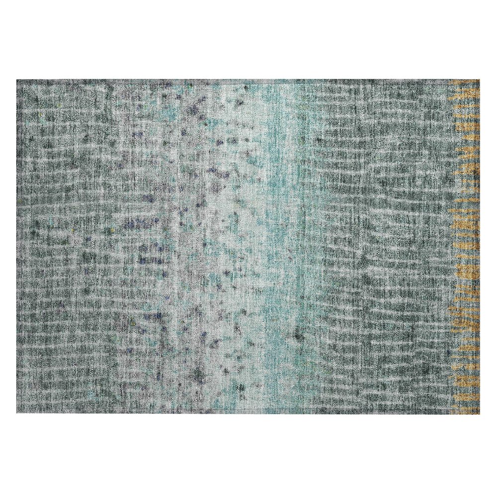 Machine Washable Indoor/Outdoor Chantille ACN2406 Teal 1'8" x 2'6" Rug. Picture 1