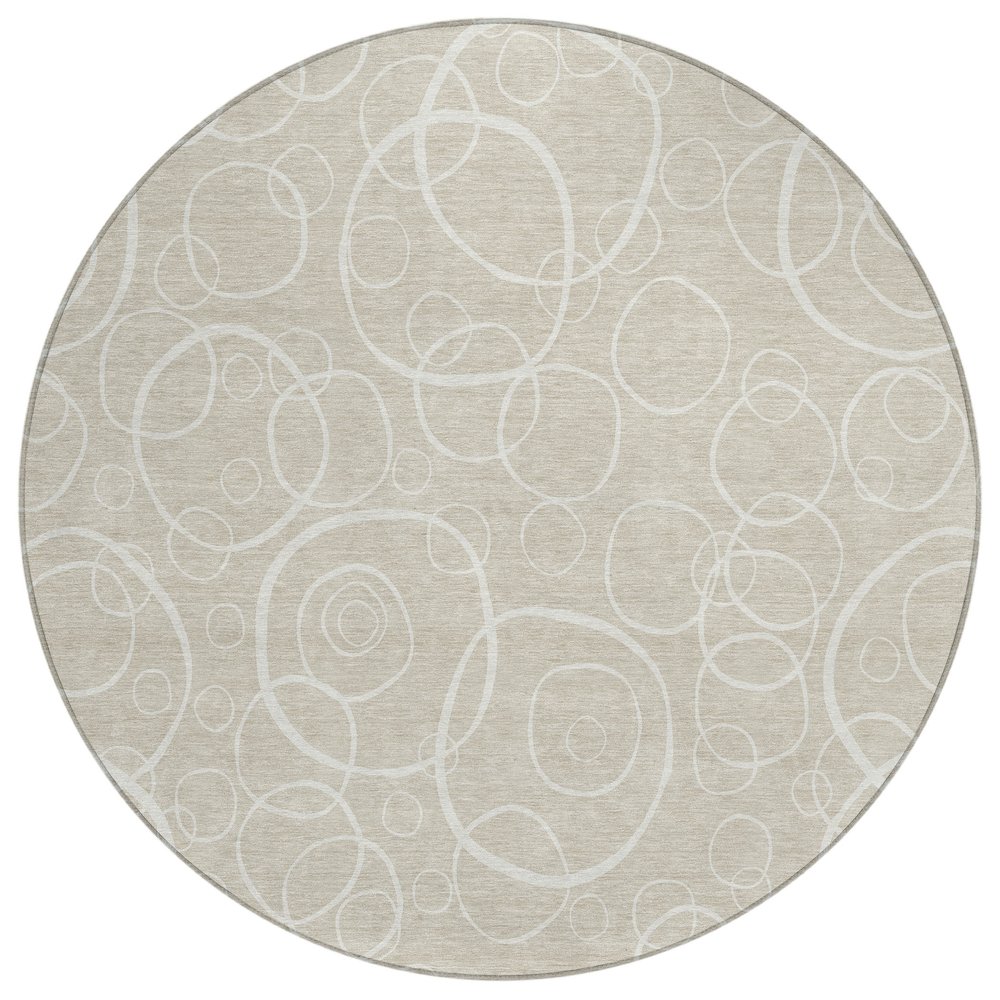 Machine Washable Indoor/Outdoor Chantille ACN2407 Brown 8' x 8' Round Rug. Picture 1
