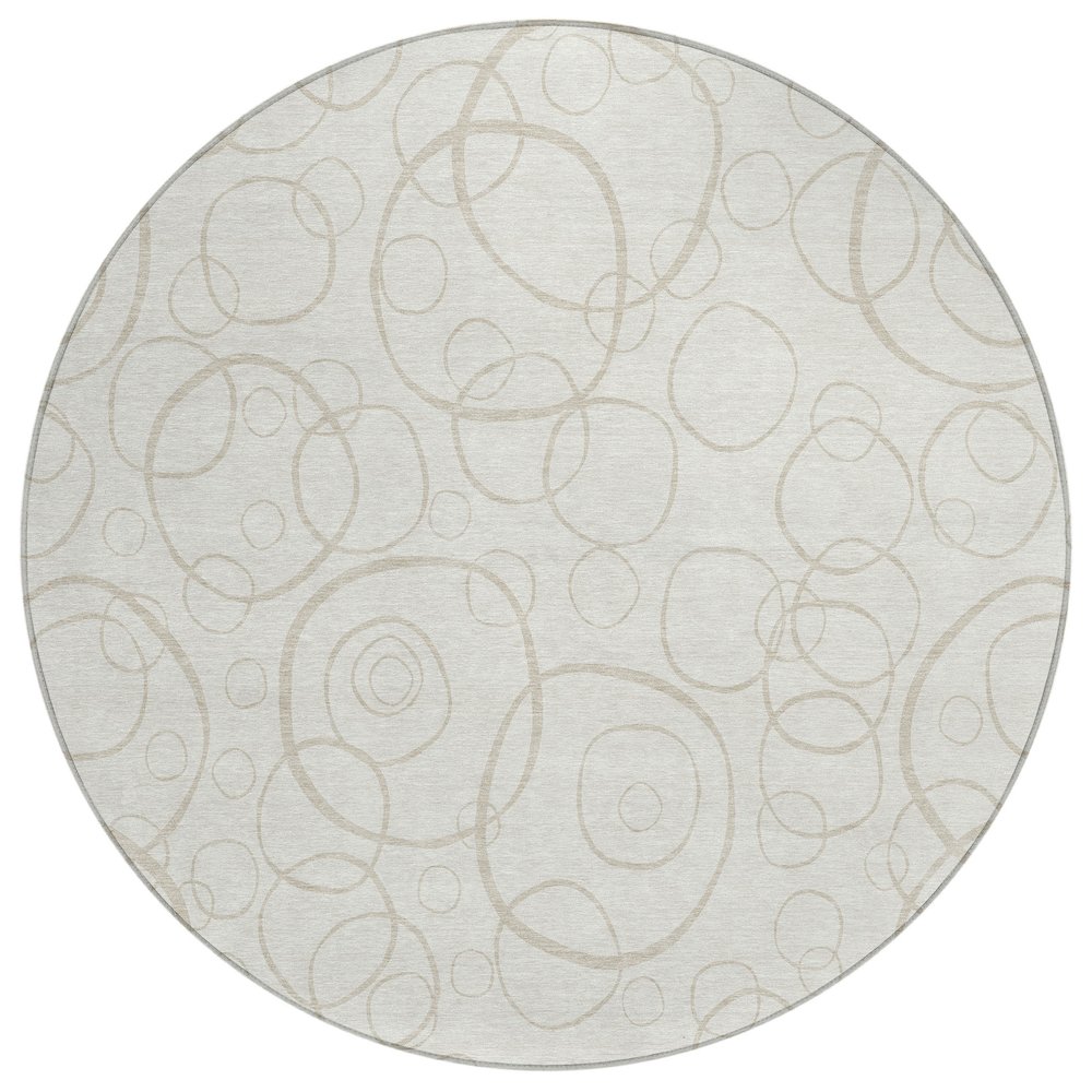 Machine Washable Indoor/Outdoor Chantille ACN2407 Ivory 8' x 8' Round Rug. Picture 1