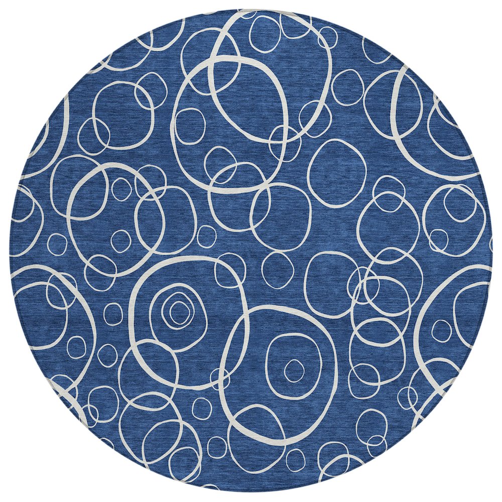 Machine Washable Indoor/Outdoor Chantille ACN2407 Blue 8' x 8' Round Rug. Picture 1