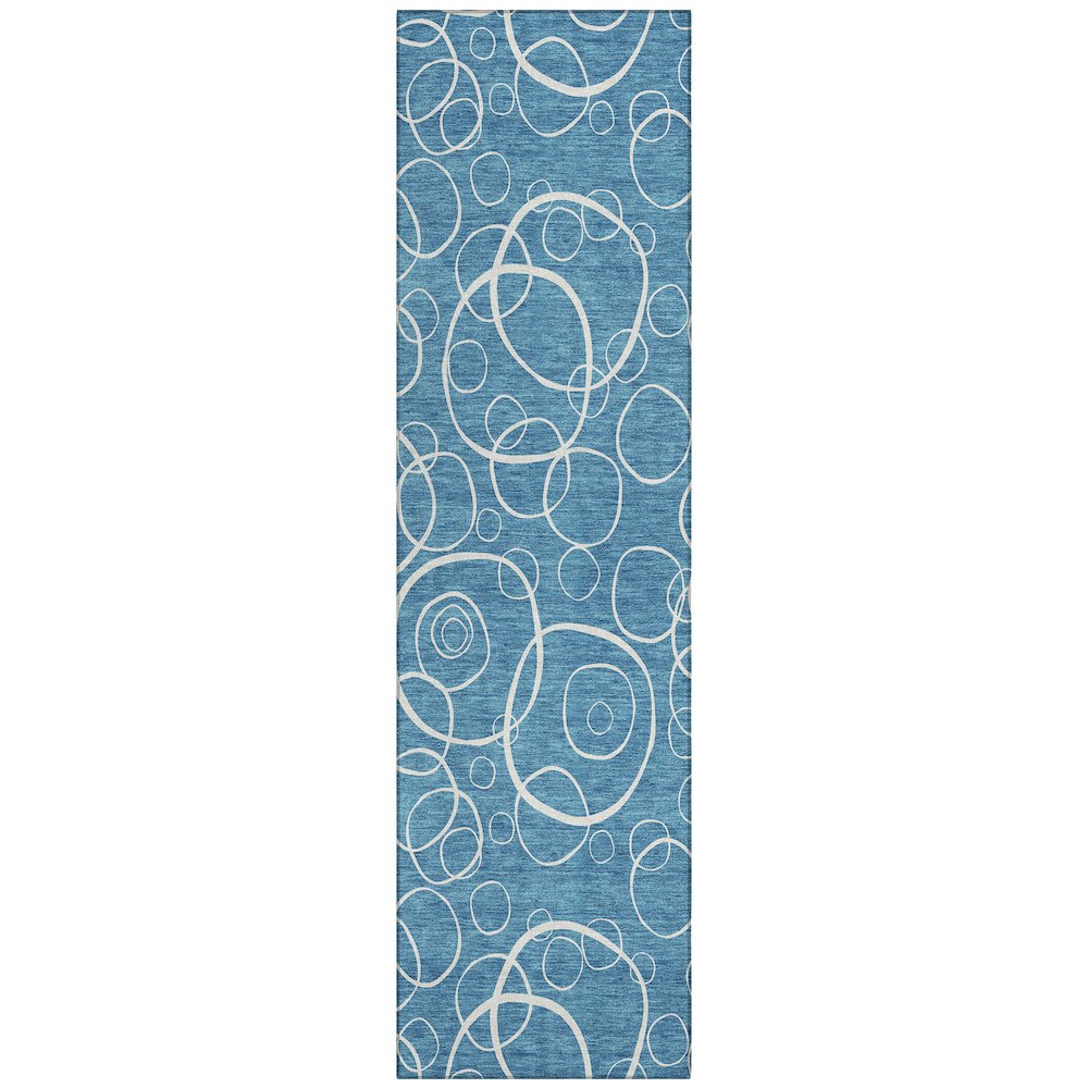 Machine Washable Indoor/Outdoor Chantille ACN2407 Teal 2'3" x 7'6" Runner Rug. Picture 1