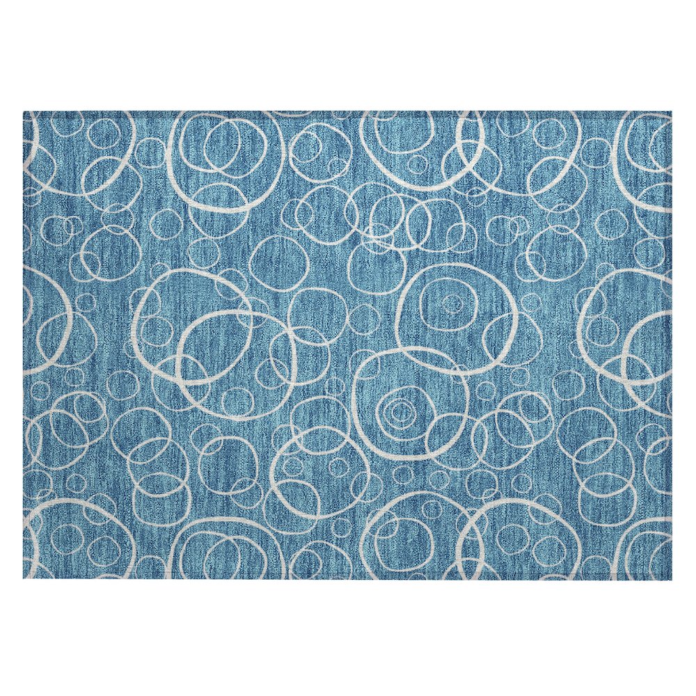 Machine Washable Indoor/Outdoor Chantille ACN2407 Teal 1'8" x 2'6" Rug. Picture 1