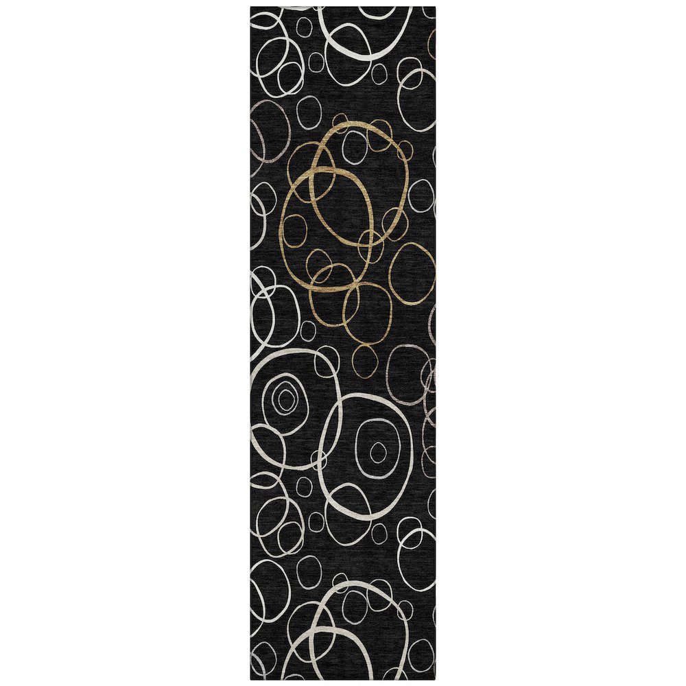Machine Washable Indoor/Outdoor Chantille ACN2408 Black 2'3" x 7'6" Runner Rug. Picture 1