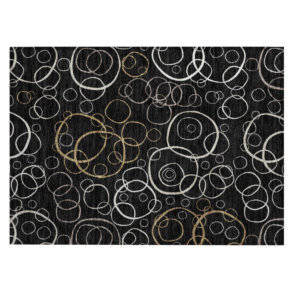 Machine Washable Indoor/Outdoor Chantille ACN2408 Black 1'8" x 2'6" Rug. Picture 1