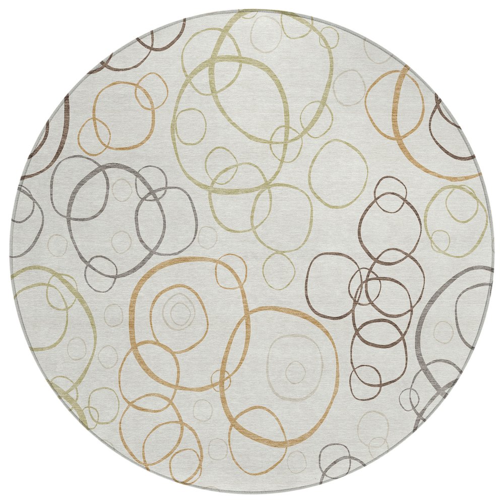 Machine Washable Indoor/Outdoor Chantille ACN2408 Ivory 8' x 8' Round Rug. Picture 1