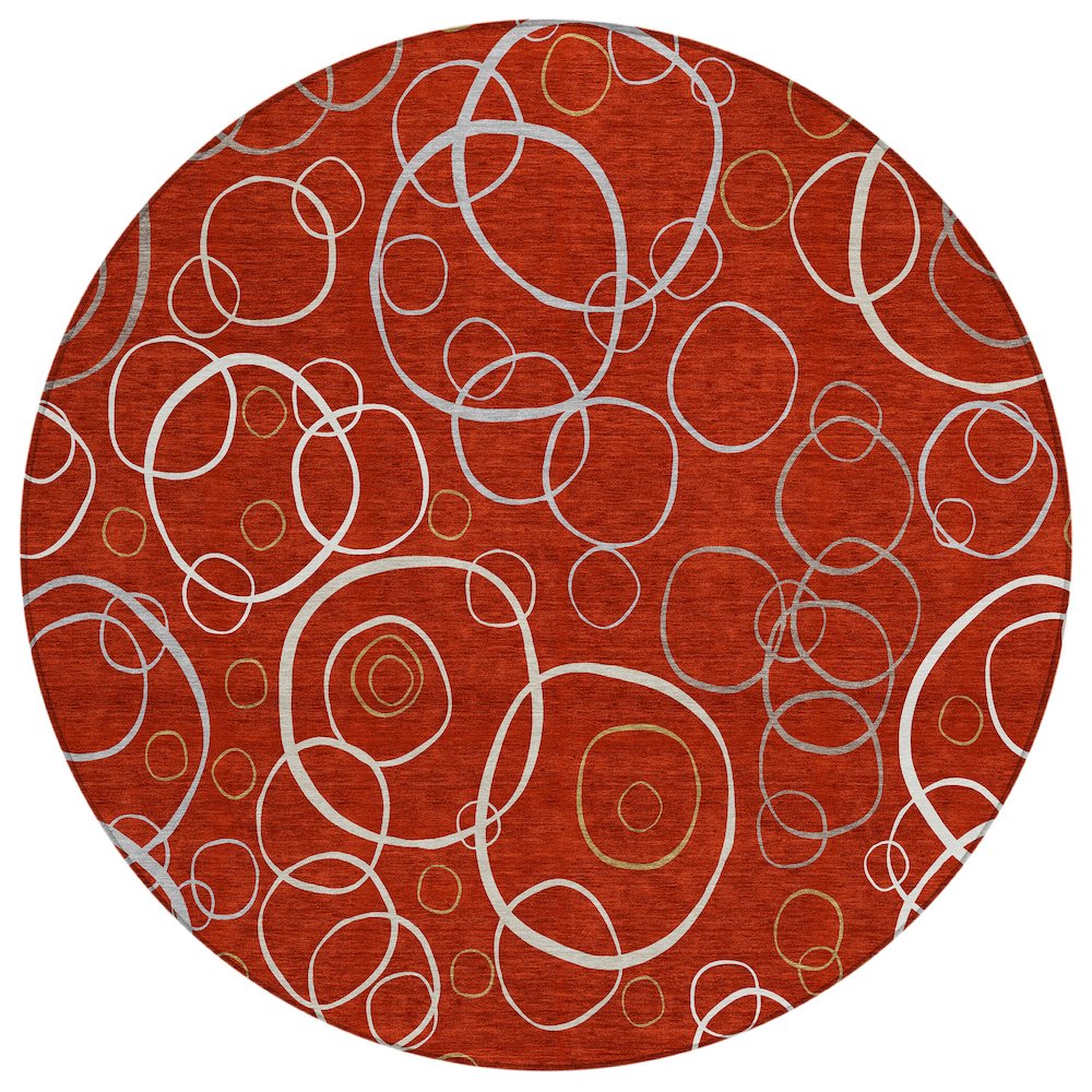 Machine Washable Indoor/Outdoor Chantille ACN2408 Red 8' x 8' Round Rug. Picture 1