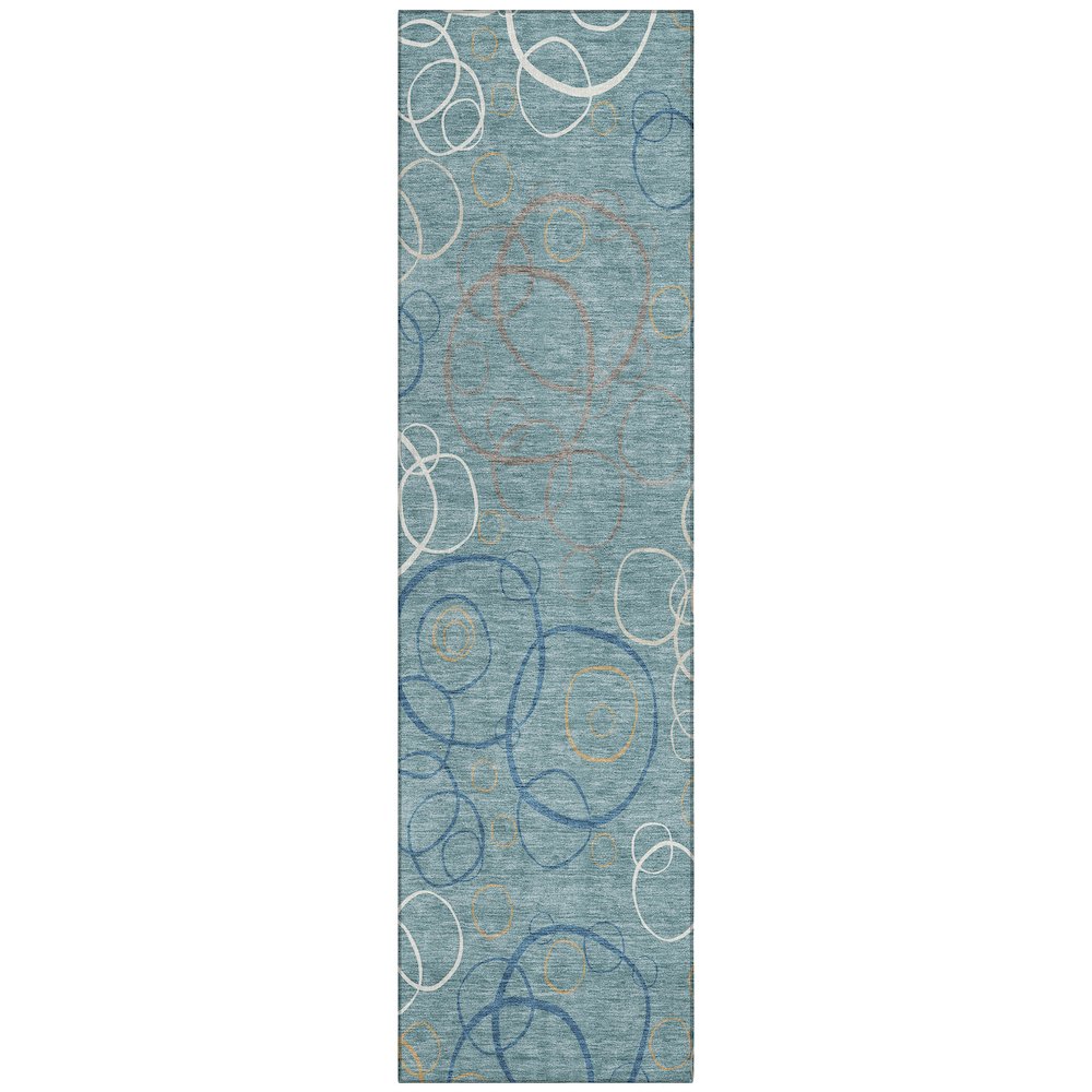 Machine Washable Indoor/Outdoor Chantille ACN2408 Teal 2'3" x 7'6" Runner Rug. Picture 1