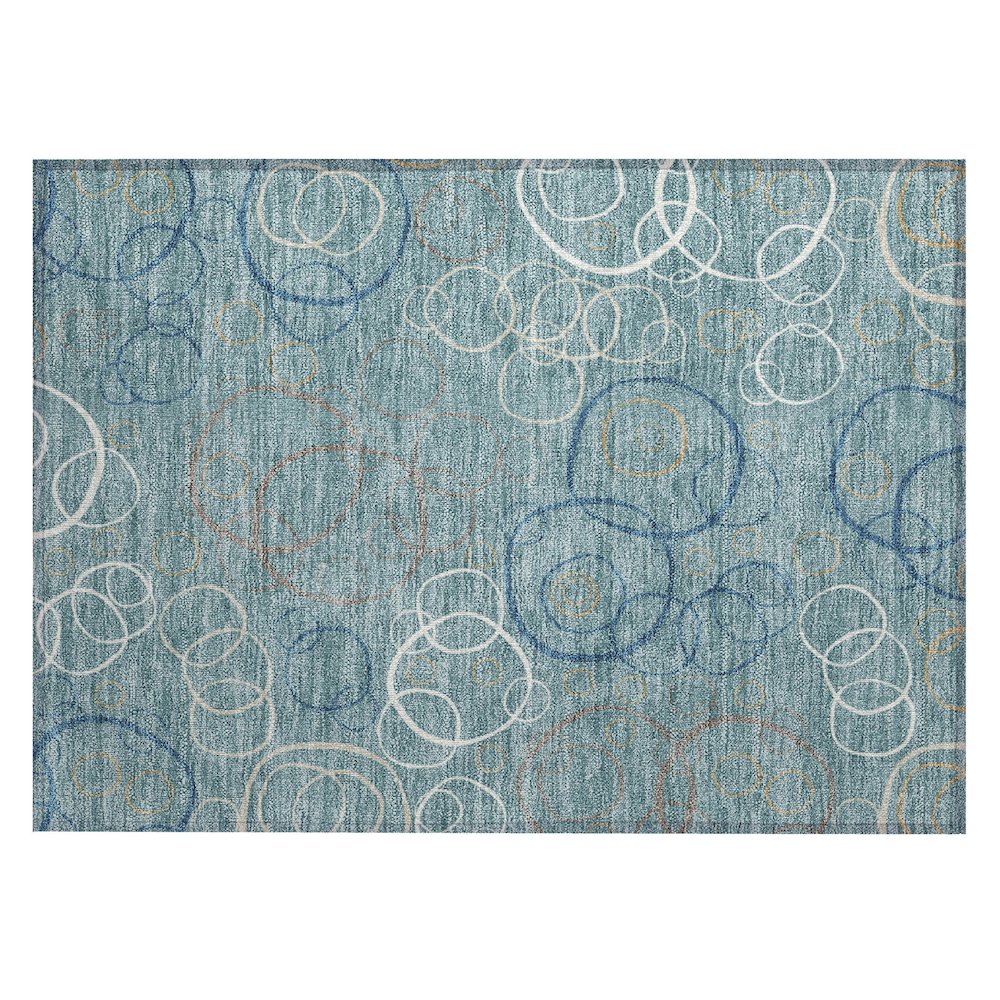 Machine Washable Indoor/Outdoor Chantille ACN2408 Teal 1'8" x 2'6" Rug. Picture 1