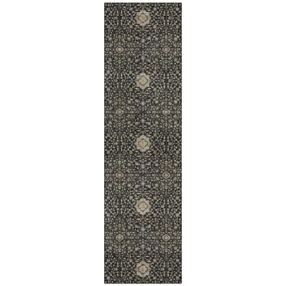 Machine Washable Indoor/Outdoor Chantille ACN2409 Black 2'3" x 7'6" Runner Rug. Picture 1