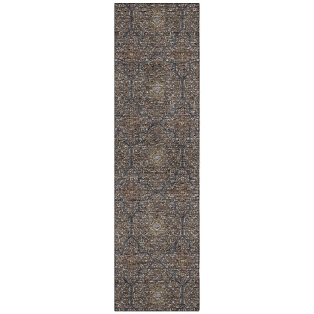 Machine Washable Indoor/Outdoor Chantille ACN2409 Brown 2'3" x 7'6" Runner Rug. Picture 1