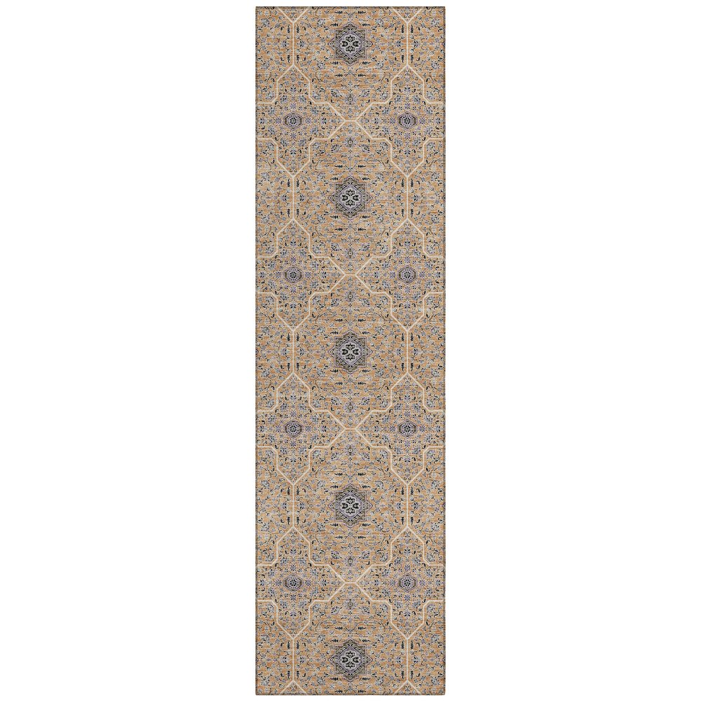 Machine Washable Indoor/Outdoor Chantille ACN2409 Orange 2'3" x 7'6" Runner Rug. Picture 1